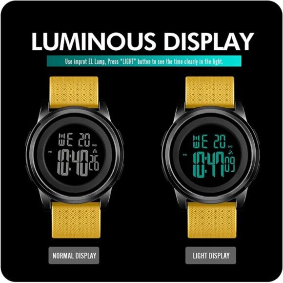 Mens Watch Ultra-Thin Digital Sports Watch Waterproof Stainless Steel Fashion - Picture 4 of 7